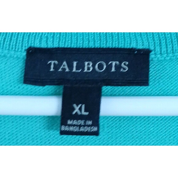 Talbots XL Green Silk Tie Neck Sweater Old Money Coastal Grandma Preppy - Picture 7 of 8